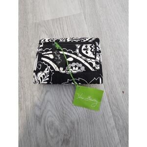 Vera Bradley Euro Wallet Wristlet MIDNIGHT PAISLEY Black White NWT